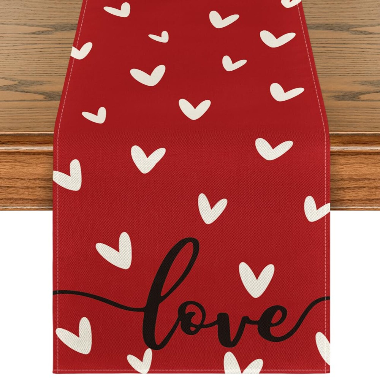 Artoid Mode Red Love Valentine's Day Table Runner, Seasonal Anniversary Kitchen Dining Table Decoration for Indoor Home Party 13x72 Inch